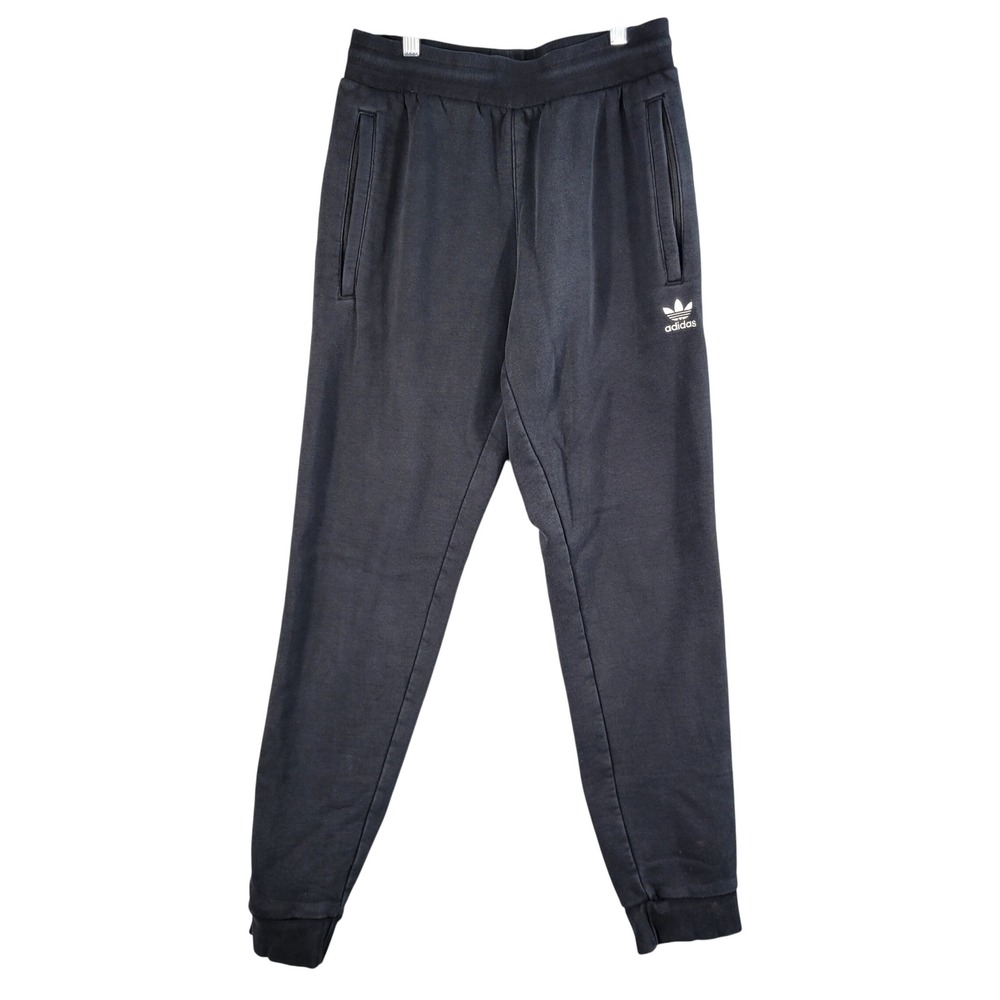 Adidas Joggers Women Small Black Trefoil Logo Fleece Lined Slim Fit Sweatpants